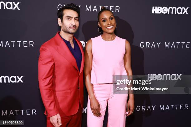 In this image released on Monday, July 10, Kumail Nanjiani and Issa Rae attend the red carpet event for HBO Max's Project Greenlight Film for...