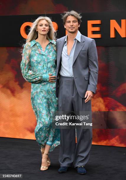 Tamsin Egerton and Josh Hartnett attend the "Oppenheimer" UK Premiere at Odeon Luxe Leicester Square on July 13, 2023 in London, England.