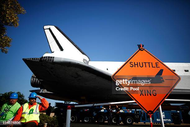 The Space Shuttle Endeavour is moved to the California Science Center on October 13, 2012 in Inglewood, California. The space shuttle Endeavour is on...