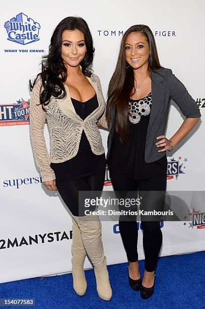Jenni "J Woww" Farley and Sammi "Sweetheart" Giancola attend Comedy Central's night of too many stars: America comes together for autism programs at...