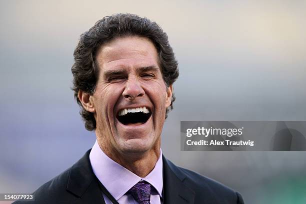 Former New York Yankees Paul O'Neil laughs prior to the Yankees hosting the Detroit Tigers during Game One of the American League Championship Series...
