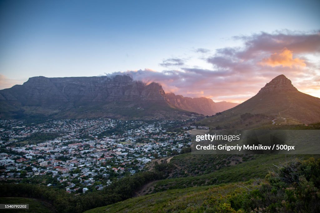 Scenic view of mountains against sky during sunset,Cape Town,South Africa