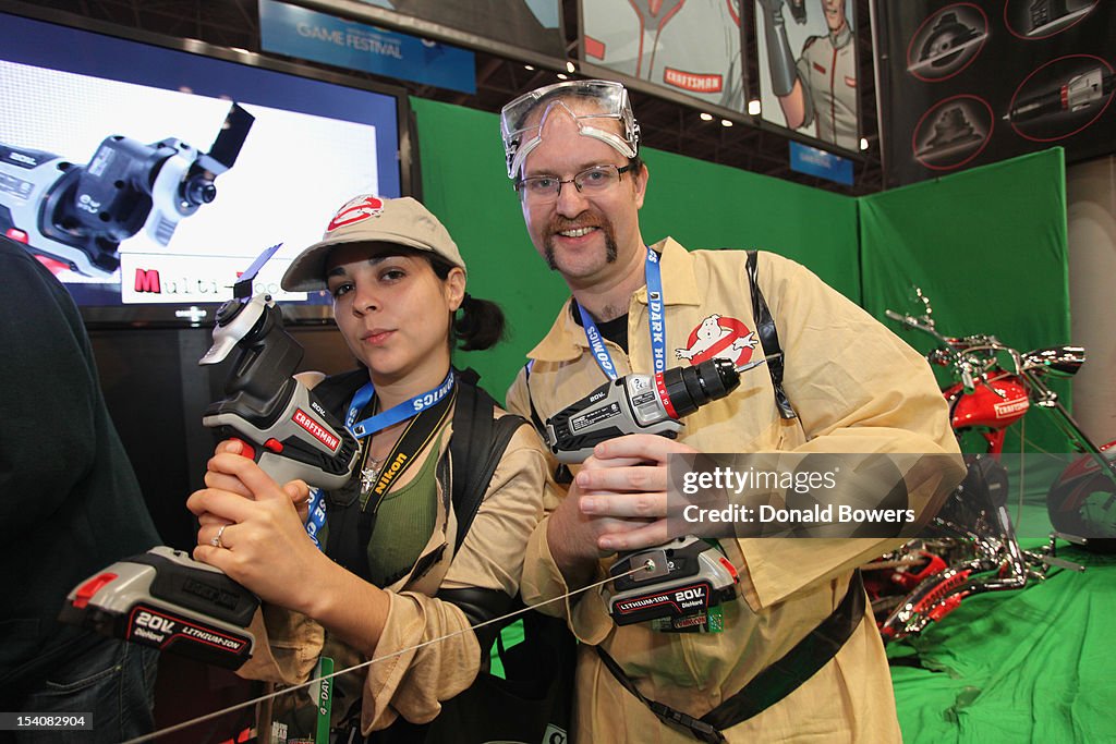 Comic Con Sampling Costumed guests sample The Craftsman Bolt-On tool as it makes its ...