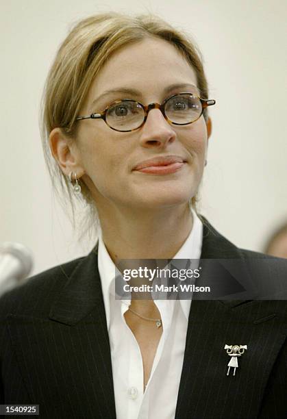 Actress Julia Roberts testifies before the House Appropriations Sub-Committee on the RETT syndrome, May 9, 2002 on Capitol Hill in Washington, DC....