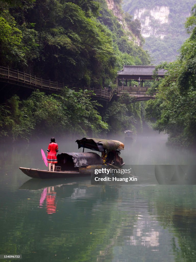 Fishing Boat in Three Gorges Tribe Village