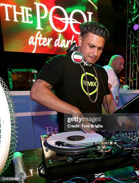 Pauly D spins at The Pool After Dark, Harrah's Resort on Saturday October 13, 2012 in Atlantic City, New Jersey.