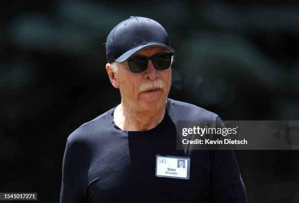 Stan Kroenke, owner of Kroenke Sports and Entertainment, walks from lunch at the Allen & Company Sun Valley Conference on July 12, 2023 in Sun...