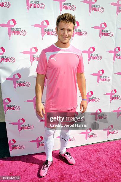 Actor Charlie Bewley arrives at the PUMA Project Pink Celebrity Soccer Match on October 13, 2012 in Fullerton, California.