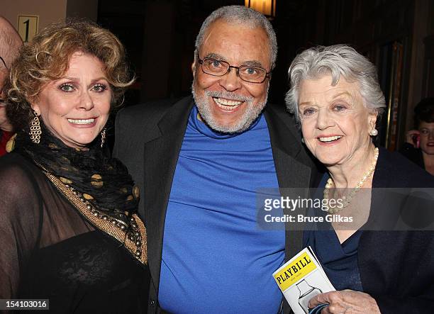 Elizabeth Ashley, James Earl Jones and Angela Lansbury attend the "Who's Afraid Of Virginia Woolf?" Broadway Opening Night at The Booth Theatre on...
