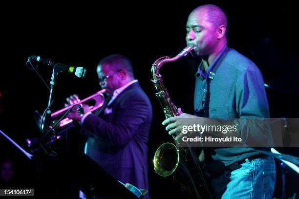 Winter Jazzfest in three different locations in West Village on Saturday night, January 10, 2009.This image;Terence Blanchard, left, and Branford...