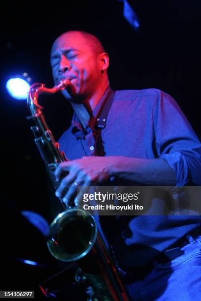 Winter Jazzfest in three different locations in West Village on Saturday night, January 10, 2009.This image;The tenor saxophonist Branford Marsalis...