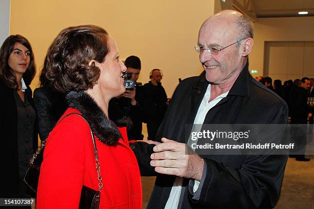 Countess Veronique von der Schulenburg and artist Anselm Kiefer attend the opening of Thaddaeus Ropac's new gallery on October 13, 2012 in Pantin,...