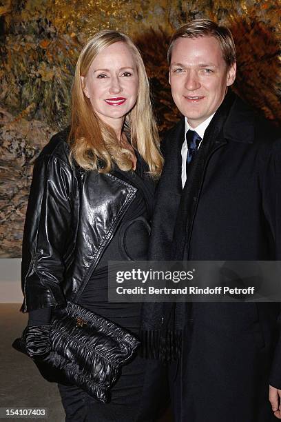 Canadian magazine publisher Louise Blouin and her husband Matthew Kabatoff attend the opening of Ropac's new gallery on October 13, 2012 in Pantin,...