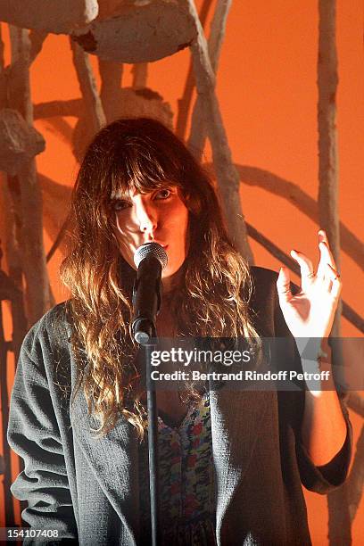 Lou Doillon performs during the opening of Thaddaeus Ropac's new gallery on October 13, 2012 in Pantin, France.