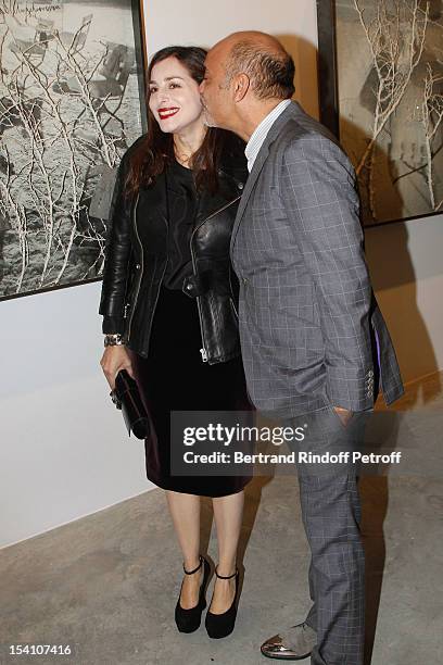 Amira Casar and Christian Louboutin attend the opening of Thaddaeus Ropac's new gallery on October 13, 2012 in Pantin, France.