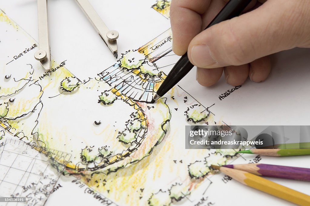 Conception de jardin Plan d'architecte Dessiner