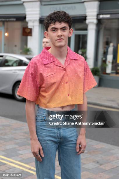 Joe Locke arrives at the British Vogue x self-portrait Summer Party at Chiltern Firehouse on July 13, 2023 in London, England.