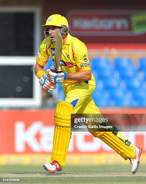 Mike Hussey of CSK sets off for a run during the Champions League Twenty20 match between Chennai Super Kings and Sydney Sixers at Bidvest Wanderers...