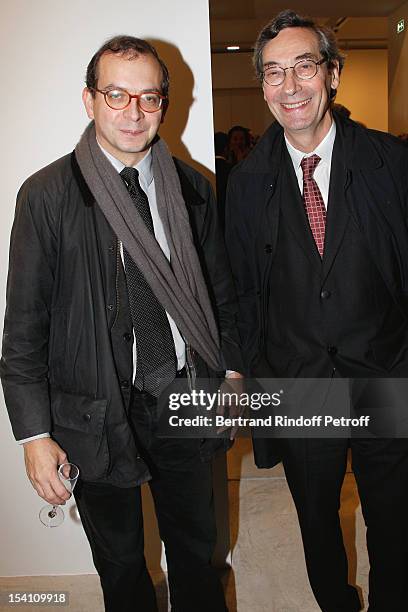 Alfred Pacquement, Director of the Pompidou Museum of Modern Art , and Laurent Le Bon, President of the Pompidou Museum of Metz, attend the opening...