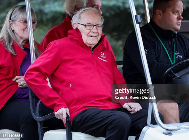 Warren Buffett, Chairman and CEO of Berkshire Hathaway, makes his way to a morning session at the Allen & Company Sun Valley Conference on July 13,...