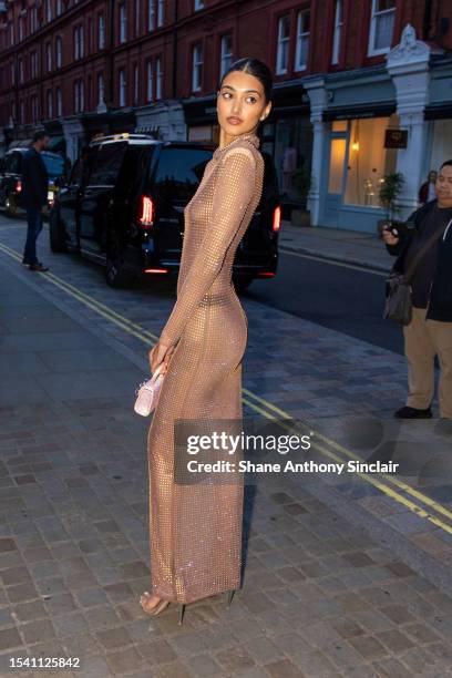 Neelam Gill arrives at the British Vogue x self-portrait Summer Party at Chiltern Firehouse on July 13, 2023 in London, England.