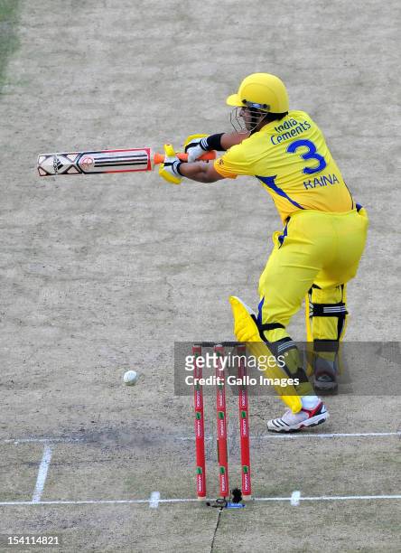 Suresh Raina of CSK on his way to his 50 during the Champions League Twenty20 match between Chennai Super Kings and Sydney Sixers at Bidvest...