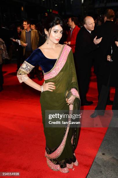 Actress Shriya Saran attends the premiere of 'Midnight's Children' during the 56th BFI London Film Festival at Odeon West End on October 14, 2012 in...