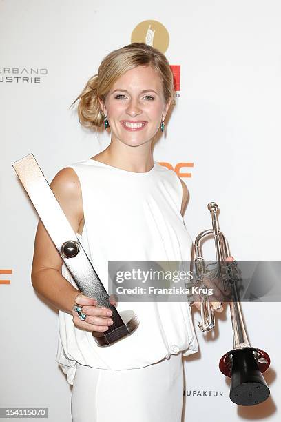 Alison Balsom receives an award at the Echo Klassik 2012 award ceremony at Konzerthaus Berlin on October 14, 2012 in Berlin, Germany.