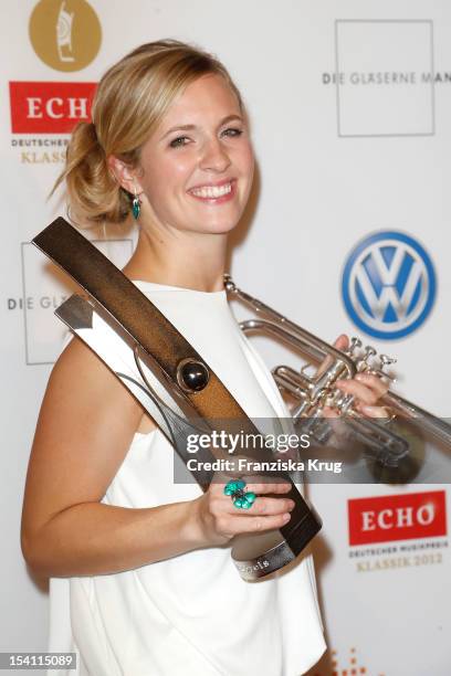 Alison Balsom receives an award at the Echo Klassik 2012 award ceremony at Konzerthaus Berlin on October 14, 2012 in Berlin, Germany.