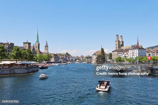 stunning city of zurich and lake  zurich - zurich cafe stock pictures, royalty-free photos & images