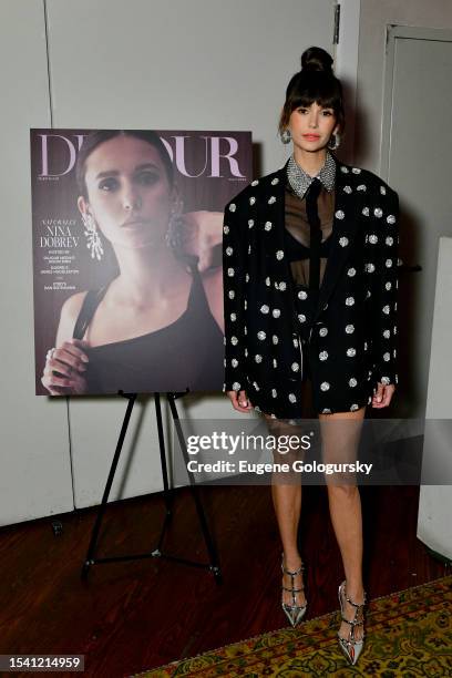 Nina Dobrev celebrates DuJour's summer cover star Nina Dobrev at Gospel on July 13, 2023 in New York City.