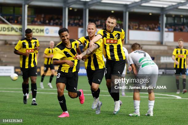 Momodou Sonko of BK Hacken celebrates after scoring a goal to make it 0-2 during the UEFA Champions League First Qualifying Round 2nd leg match...