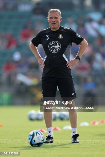 Phil Parkinson the head coach / manager of Wrexham during a pre-season training session at WakeMed Soccer Park on July 18, 2023 in Cary, North...