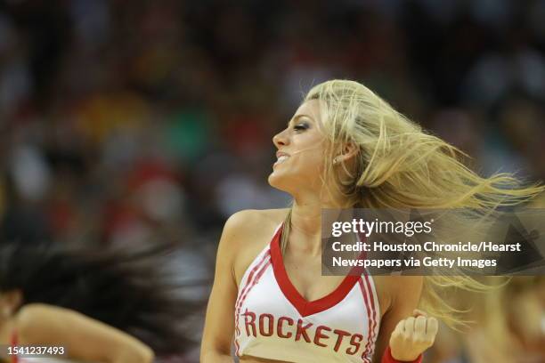 The Houston Rockets Power Dancers entertain the crowd during the Houston Rockets and Oklahoma City Thunder NBA basketball game, Wednesday, Feb. 15 in...