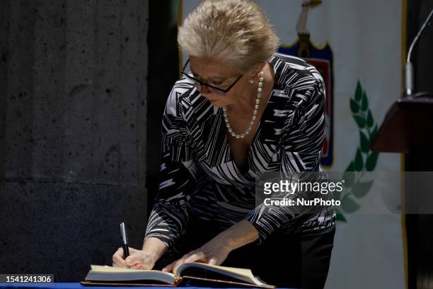 Rosa Elena Sanchez Juarez, fifth-generation great-great-granddaughter of Benito Juarez Garcia, President of Mexico , during his 151st death...