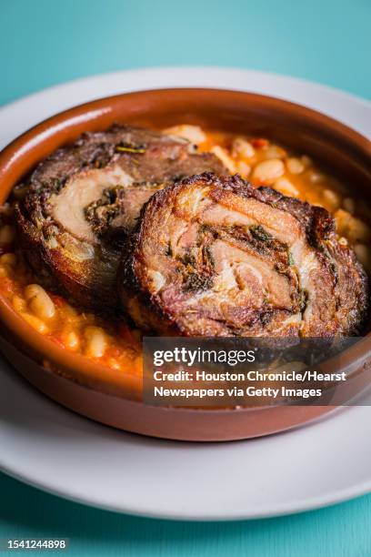 Giacomo's Cibe e Vino's Porchetta E Fagioli, pork butt and cannellini beans, photographed Wednesday, Aug. 2 in Houston.