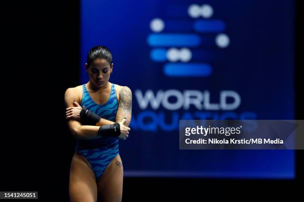 Ingrid Oliveira of Brazil competes during the Women's 10m Platform Semifinal during the Fukuoka 2023 World Aquatics Championships at Fukuoka...
