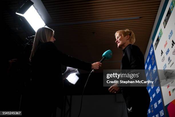 Sydney , Australia - 19 July 2023; Manager Vera Pauw during a Republic of Ireland press conference at Stadium Australia in Sydney, Australia.