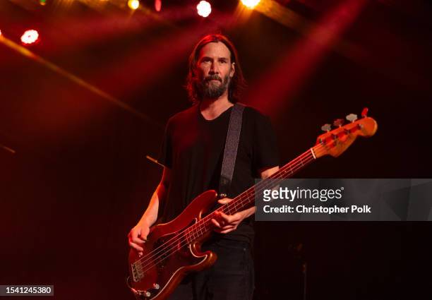 Keanu Reeves of Dogstar performs at The Roxy on July 18, 2023 in Los Angeles, California.