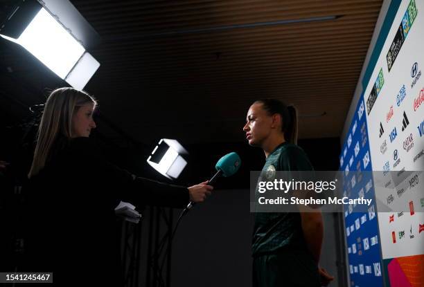 Sydney , Australia - 19 July 2023; Katie McCabe during a Republic of Ireland press conference at Stadium Australia in Sydney, Australia.