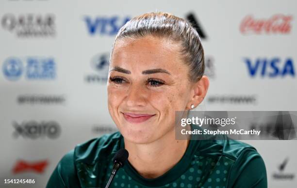 Sydney , Australia - 19 July 2023; Katie McCabe during a Republic of Ireland press conference at Stadium Australia in Sydney, Australia.