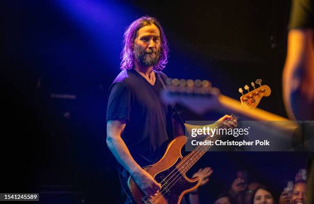 Keanu Reeves of Dogstar performs at The Roxy on July 18, 2023 in Los Angeles, California.