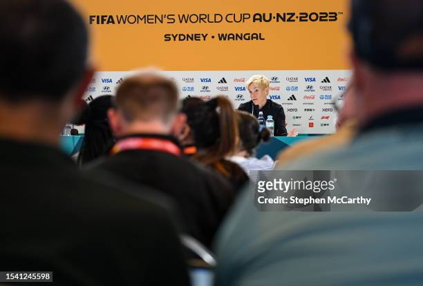 Sydney , Australia - 19 July 2023; Manager Vera Pauw during a Republic of Ireland press conference at Stadium Australia in Sydney, Australia.