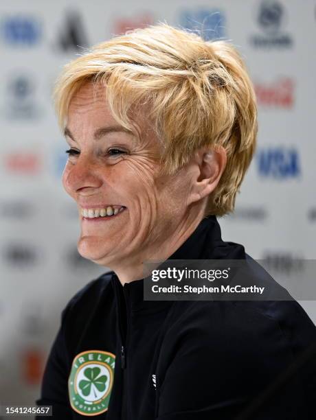 Sydney , Australia - 19 July 2023; Manager Vera Pauw during a Republic of Ireland press conference at Stadium Australia in Sydney, Australia.