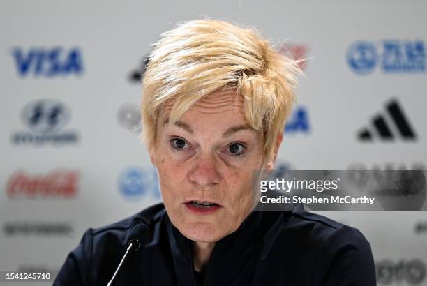 Sydney , Australia - 19 July 2023; Manager Vera Pauw during a Republic of Ireland press conference at Stadium Australia in Sydney, Australia.