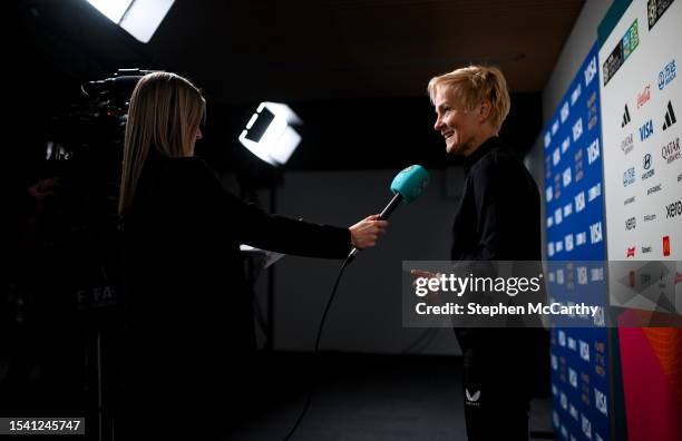 Sydney , Australia - 19 July 2023; Manager Vera Pauw during a Republic of Ireland press conference at Stadium Australia in Sydney, Australia.