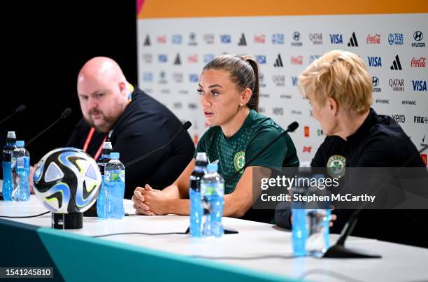 Sydney , Australia - 19 July 2023; Katie McCabe during a Republic of Ireland press conference at Stadium Australia in Sydney, Australia.