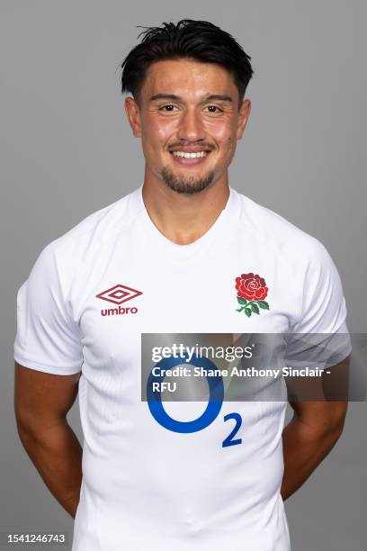 Marcus Smith of England poses for a portrait at The Lensbury on July 05, 2023 in Teddington, England.