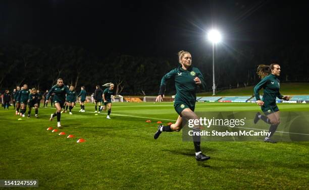 Sydney , Australia - 19 July 2023; Sinead Farrelly, left, and Áine O'Gorman during a Republic of Ireland training session at the Leichhardt Oval in...