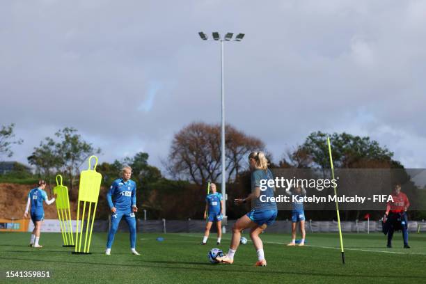 General view as players of Norway train during a Norway Training Session on July 14, 2023 in Auckland, New Zealand.